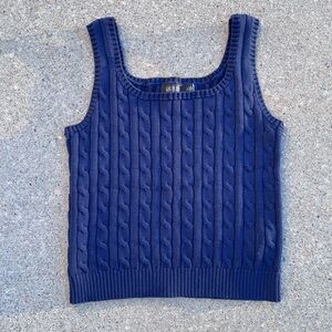 Lauren Ralph Lauren navy blue cable knit sweater tank top blouse NWOT